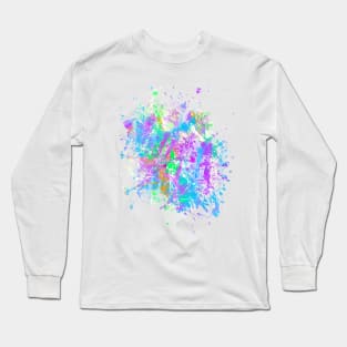 Abstract Vibrant Multicolor Brush Strokes and Splatters 11 Long Sleeve T-Shirt